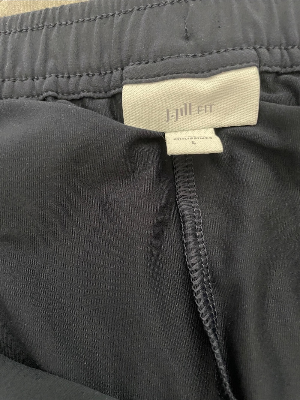 J. Jill Navy Drawstring Athletic Skort with white Side Stripes - Picture 2 of 3